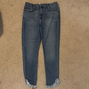 Just Black Ankle Jeans with Frayed Hem in Blue